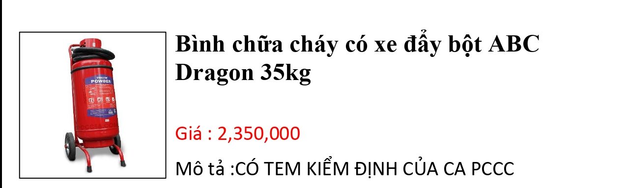 – BCC có xe đẩy bột ABC Dragon 35kg