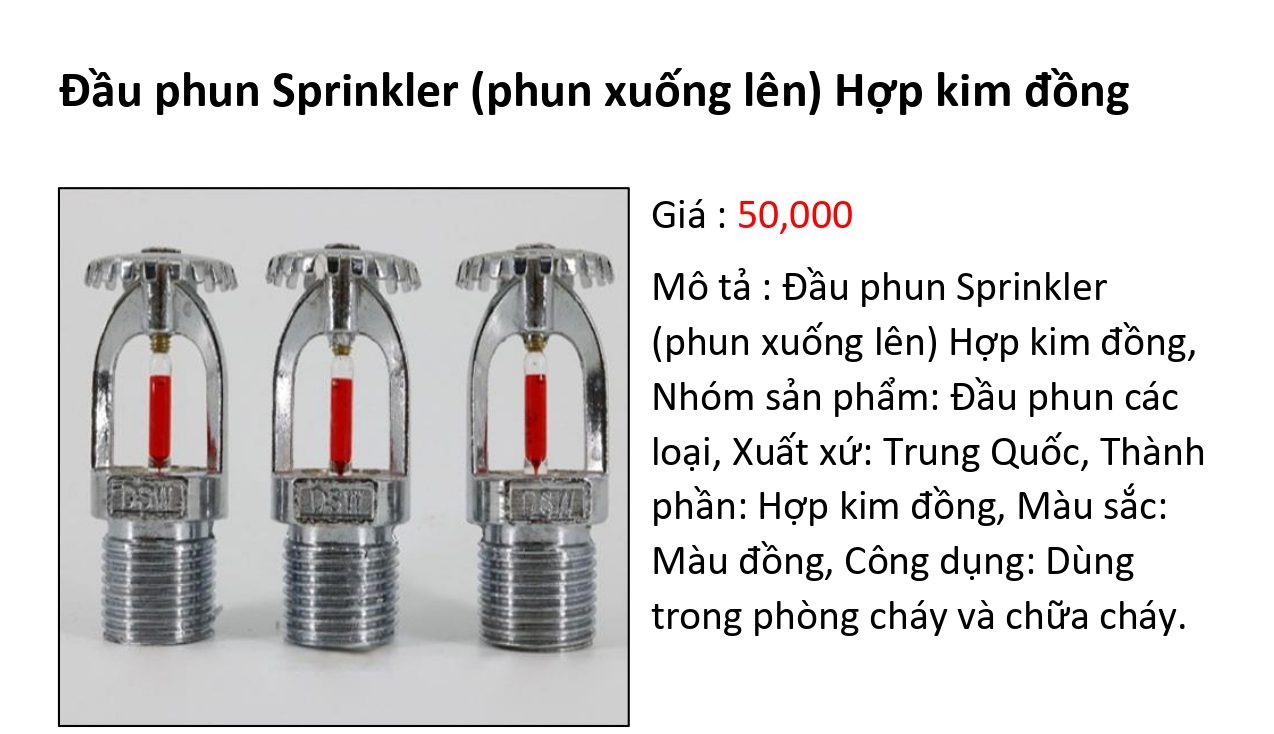 Đầu Phun Sprinkler Lên Xuống Đồng